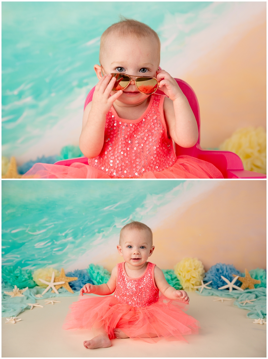 little girls first birthday beach portraits with Crystal Lee Photography