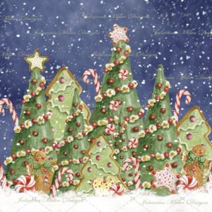 Gingerbread Blizzard Forest • 60x80 Backdrop