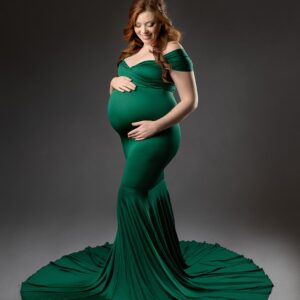 Athena Luxe Maternity Gown • Emerald • Chicaboo